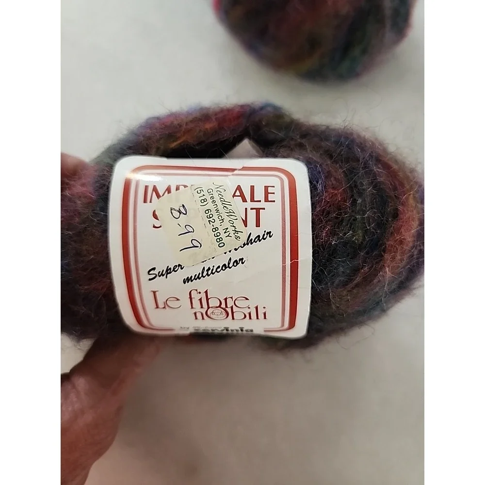 2/Le Fibre Nobili Super Kid Fingering #1 Mohair Blend Cervinia Purple Blue Gold